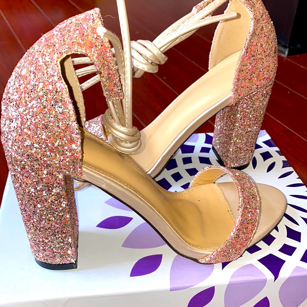 4 inch Sparkly Pink & Silver Heels